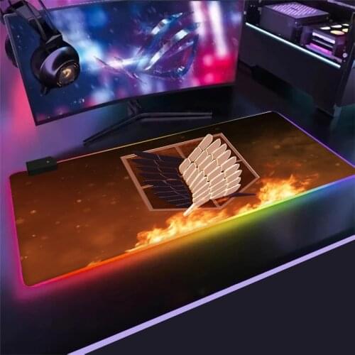 Attack on Titan Mouse Pad Gaming Keyboard Mat Laptop Gamer Decoration Play Mats with Backlight Usb Mat Rgb Mousepad Carpet mat