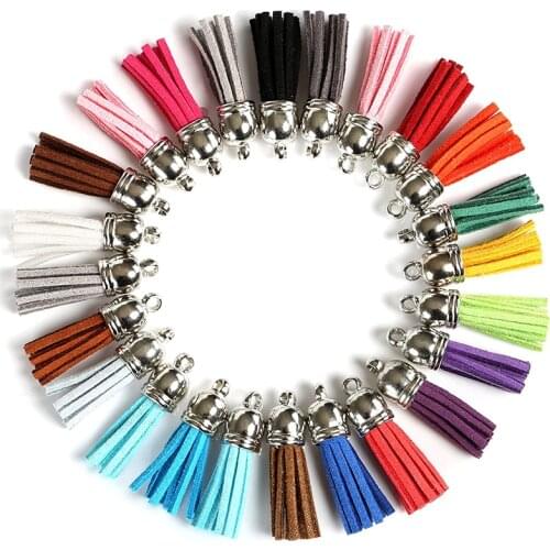 20pc 38mm Mix Color Leather Tassel Findings Keychain Charms Drop Earring Tassel Jewelry Accessories For Pendant DIY Making