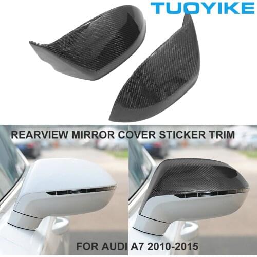 LHD RHD Car Real Dry Carbon Fiber Rearview Mirror Cover Cap Shell Sticker Trim For Audi A7 2010-2015 Exterior Accessories Mould