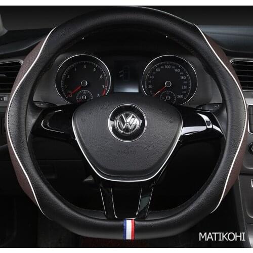 MATIKOHI Carbon Fiber Leather Car Steering Wheel Cover For Skoda Octavia Kodiaq Rapid Fabia Yeti Karoq
