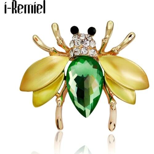 Cute Bee Rhinestone Brooch Pin Crystal Insect Lapel Pins Corsage Ladies Party Dress Badge Fashion Jewelry for Women Accessories