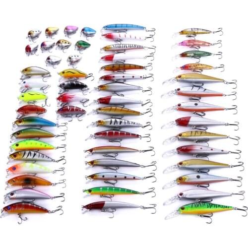 69 Pieces Of Large Mixed Bait Set Crankbait Now Fish Popper VIB Soft Bait Bass Bait Swinger Set Realistic Fake Bait Bait