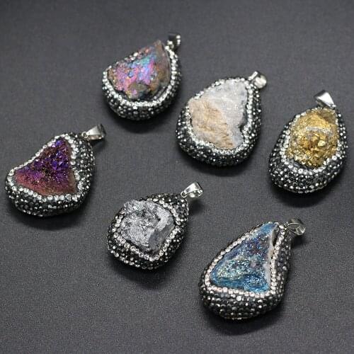 Irregular Natural Stone Charm Pendant Crystal Bud for Jewelry Making DIY Bracelet Earring Necklace Accessories 30x40-35x45mm