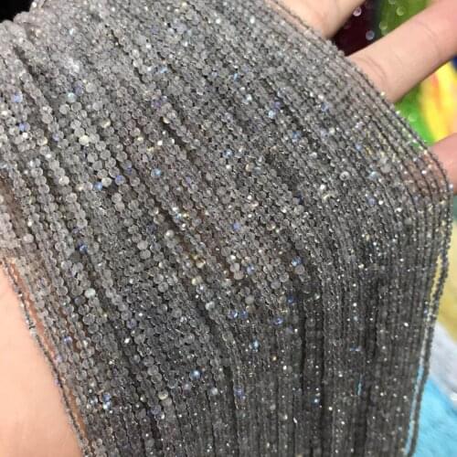 1 Strand Natural Moonstone Loose Beads 2mm 3mm Small Faceted Gray Charm Stone Spacer Beads DIY Jewelry Accessories Supplier