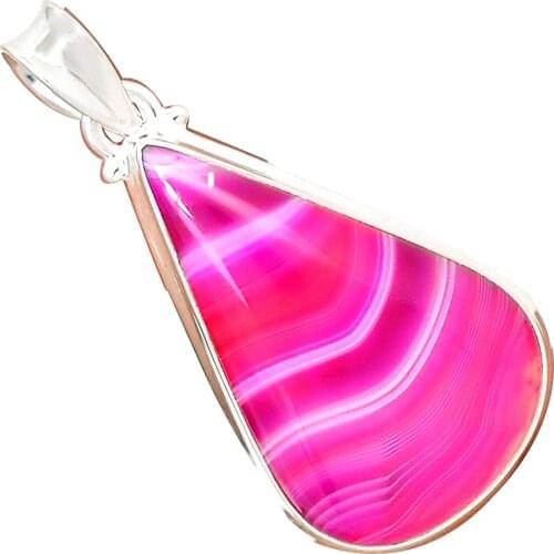 NiaoZaiFei YunZaiKan Genuine BOTSWANA AGATE Pendant 925 Sterling Silver, 48.2 mm, MHBAP6042