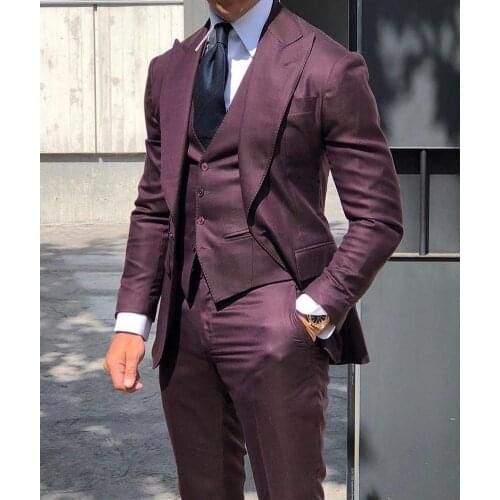 New Groom Tuxedos Groomsmen Peak Lapel Custom Made Men Suits Wedding Prom Dinner Best Man Blazer ( Jacket+Pants+Vest+Tie )