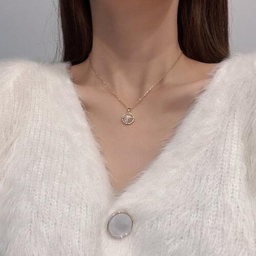 Huge Bud Korean Star Pendant Necklace Gold color Chain Necklaces Opal Stone Choker Collier for Women Trend Fashion Jewerly Gift