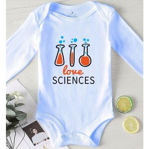Infant Shower Gifts Toddler Girl Winter Clothes Printing Love Sciences Cotton Baby Boy Clothing Newborn Fall Costume Romper