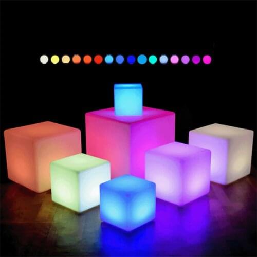 Remote Control LED Cube Light Furniture Garden Hotel Decoration Lawn Seat Chair Lamps Battery Powered Glowing Stool Light
