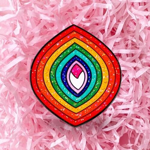 Rainbow Vagina Feminist Glitter LGBT Gay Pride Brooch Pins Enamel Metal Badges Lapel Pin Brooches Fashion Jewelry Accessories