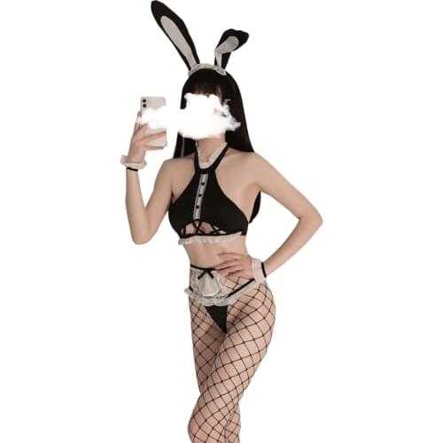 Sexydresses For Women Party Lace sexy lingerie womens sexy lace skirt halter apron three-point waistless bunny girl maid suit