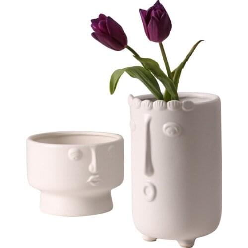 Nordic Creative Face Ceramic Vase Home Decoration Simple Living Room Flower Arrangement Table Decoration Floral Art
