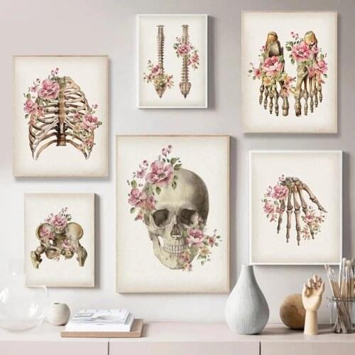 Skeleton Anatomy Poster Skull Human Body Medical Anatomy System Canvas Wall Art Print Canvas Painting Picture Clinic Home Decor