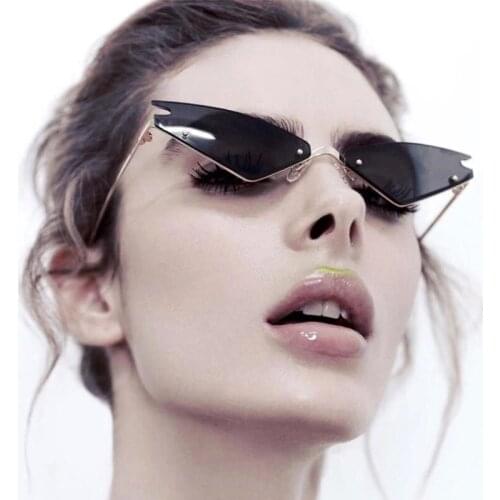 Classy Ladies Fashion Sunglasses Cat Eye Rimless Women Sun Glasses Luxury Designer Shades