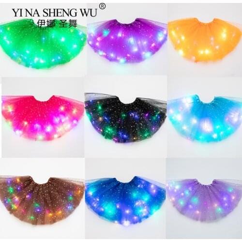 Children Kids Girl Star LED Tutu Light Skirt Princess Party Tutus Tulle Costume Kids Ballet Dance Cosplay LED Birthday Wedding