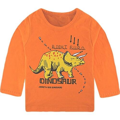 ZWY1371 Boys Fashion T Shirts Baby Boy Spring Autumn Long Sleeve Sweatshirt Children Cotton Cartoon Animal Printing 2-12 Years