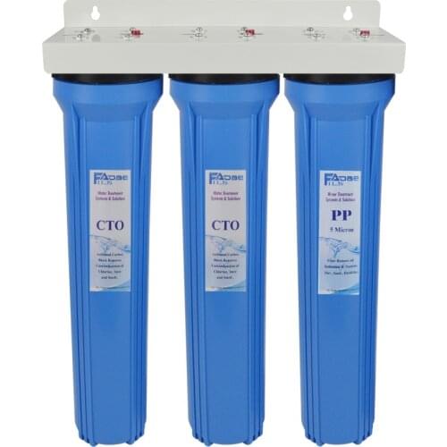 Whole House 3-Stage Water Filter System with 20"x2.5"PP Sediment and Double Premium Carbon Block Filter 1&5 Micron .3/4" Inlet