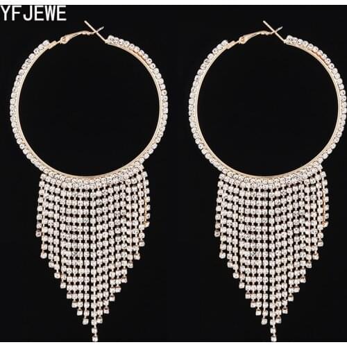YFJEWE 2019 New Circle Luxury Crystal Tassel Earrings for Women Girl Wedding Party Charm Elegant Long Earring Jewelry Gift #E618