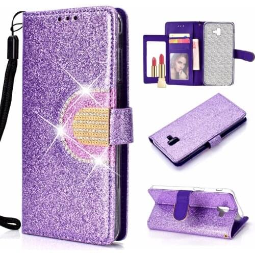 50pcs/lot Free shipping Powder Splicing Mirror leather flip case cover for Samsung Galaxy J4 plus/J4 Prime J6 plus/J6 Prime 2018