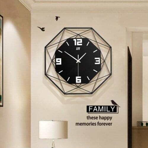 Iron Art Large Clock With Luminous Wall Clock Simple Nordic Home Living Room Wall Decoration Wall Clock