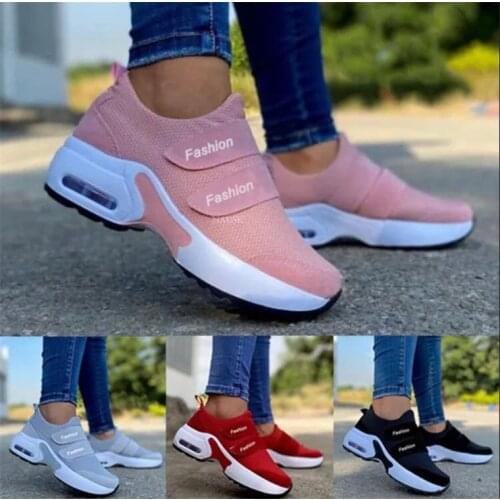 2021 Women Sneakers Autumn New Solid Color Velcro Platform Ladies Vulcanized Shoes Casual Breathable Wedges Walking Shoes