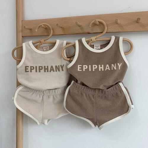 2021 Summer Baby Boys Clothes Set Cotton Vest Shirt+Shorts Set Korean Style Newborn Letter Print Sleeveless Sports 2Pcs Outfits