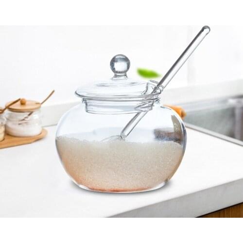 250ml Crystal Jar Sugar Bowl Kitchen Storage Sets with Cover and Spoon Seasoning Jar For Kitchen sucrier boule Tarro de