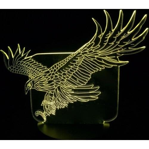 3D Led Night Light Flying Big Eagle Action Figure 7 Colors Touch Optical Illusion Table Lamp Home Decoration Model