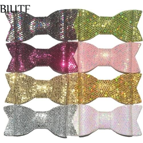 50pcs/lot 2.7*1.1'' Boutique Hair Bow with Clip Shining Dot Leather Bows Newest Headwear Accessories HDJ130