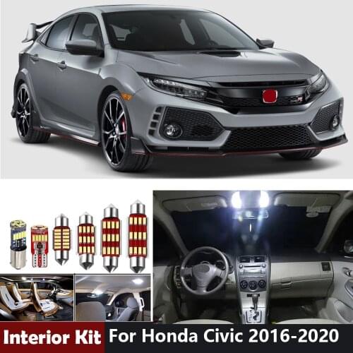 6Pcs White Canbus Error Free Car Led Bulbs For Honda Civic 2016 2017 2018 2019 2020 Led Interior Light Kit Map Dome Trunk Lamp