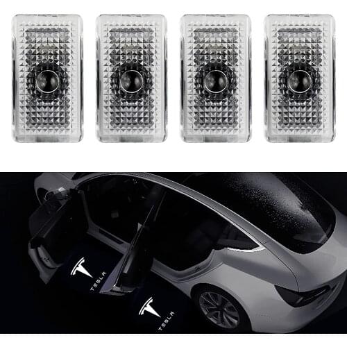 For Tesla Model 3 Model X Model S Model Y Accessories Car LED 3D Logo Shadow Light Welcome Light Nano Decorative Signal Lamp