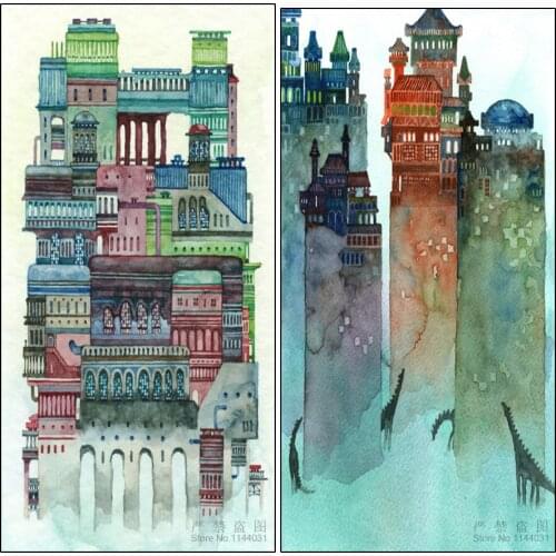 Watercolor painting Diamond Embroidery Needlework Diy Diamond Painting Cross Stitch European-style castle Home Decoration