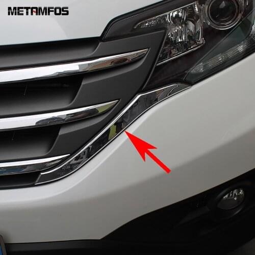 Car Accessories For Honda CRV 2012 2013 2014 ABS Chrome Side Front Grille Grill Cover Molding Trim Sticker Protection Strip