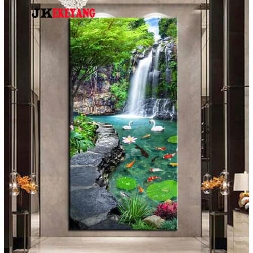 Large 5D Diy diamond painting waterfall Diamond Mosaic Rhinestone Embroidery cross stitch Y4314