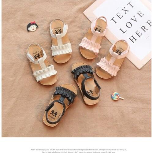 Kids Sandals Fashion Leather 2019 Summer Girls Sandal Ruffles Princess Shoe Anti-Slip Baby Sandal Toddler For Girl