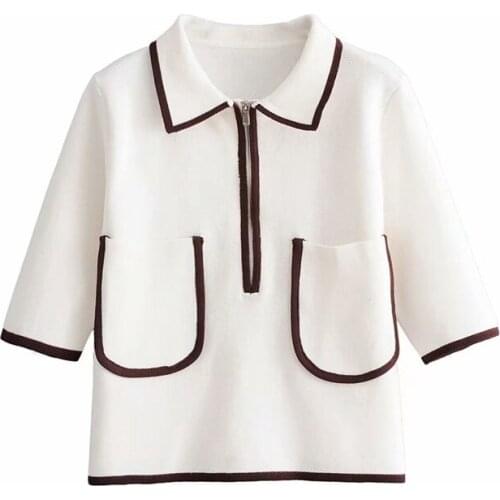 DOUJILI Spring Polo Shirts New Style Fashion White Black Shirt Knitted Casual Pocket Short Sleeve Shirt High Quality