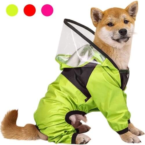 Pet Dog Raincoat Dog Face Pet Clothes Jumpsuit Waterproof Dog Coat Dog Waterproof Dog Clothes Pet Coat Transparent PU Waterproof