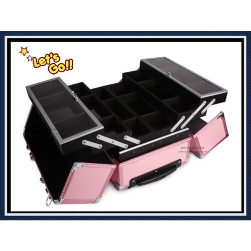 EMS Free Shi[pping Professional Trolley Beauty Box Makeup Case with wheels BLACK