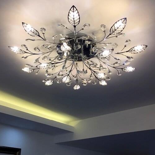 European round crystal lamp living room headlights modern minimalist gold led restaurant ceiling lamp creative American bedroom