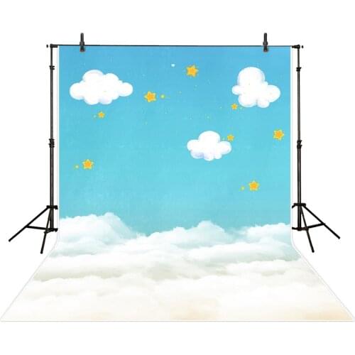 Photography Background Blue Sky White Cloud Stars New Born Baby Birthday Theme Backdrop Professional Photo Studio Background