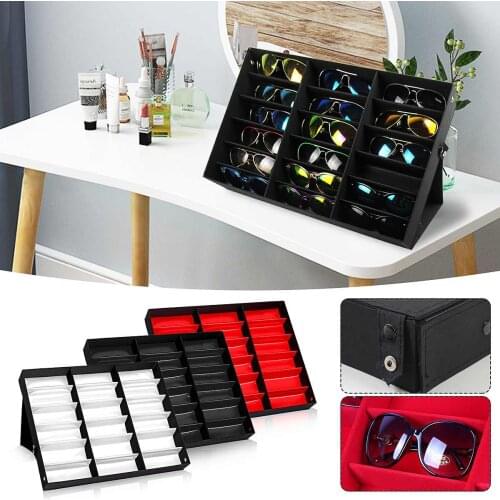 18 Grids Modern Foldable Eyeglass Storage Box Sunglasses Eye Glasses Storage Case Display Stand Holder Case Wardrobe Organizer