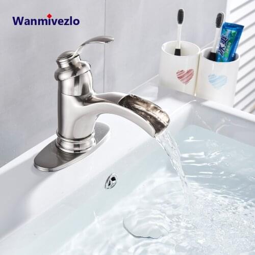Nickel Basin Faucet Bathroom Deck Mounted Faucet Single Handle Waterfall Sink Mixer Tap Teapot Model Faucet Crane Torneira