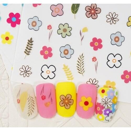 Beautizon Cute Image Flowers Leaves Cactus Nail Sticker 3D Engraved Nail Art Decorations Nail Decals Design