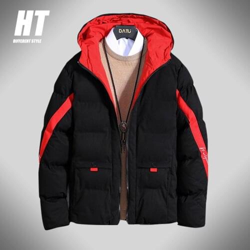 Winter Jacket Men Fashion Thick Warm Mens Parka Jackets Hooded Patchwork Windproof Cotton-Padded Coats Slim Parkas Streetwear