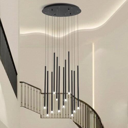 LED Branch Chandelier simple modern duplex rotating staircase chandeliers hall light creative personality living room chandelier