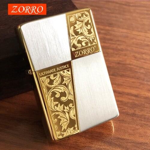 Metal ZORRO Outdoor Flint Lighter Grinding Wheel Kerosene Oil Free Fire Lighter Refillable Gasoline Cigarette Lighter Gadgets