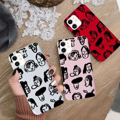 For iPhone 11 12 Pro Max 7 8 Plus XR X XS Max 12 Mini Art Graffiti Portrait Pattern Soft Colorful Shockproof Funny Phone Case