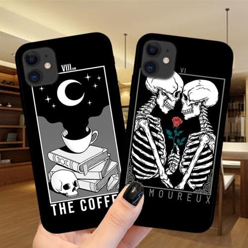 Skull Lovers Rose Soft TPU Phone Case For iPhone 12 Mini 11 Pro Max X XS Max XR 6 6S 7 8 Plus 5S SE 2020 Silicone Black Cover