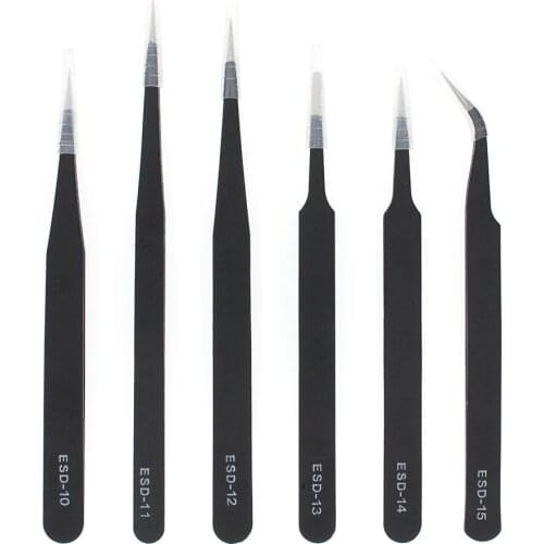 1.5mm Industrial Tweezers Kit Anti-Static Stainless Steel Tweezer Set Repair Tools ESD-10 11 12 13 14 ESD-15 integrated circuit