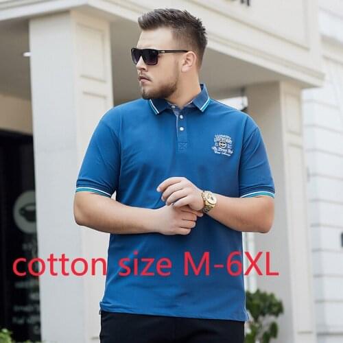 New Arrival Fashion Large Summer Short Sleeve Oversized Men Cotton Casual Hand-painted Polo Men Plus Size MLXL2XL3XL4XL5XL6XL